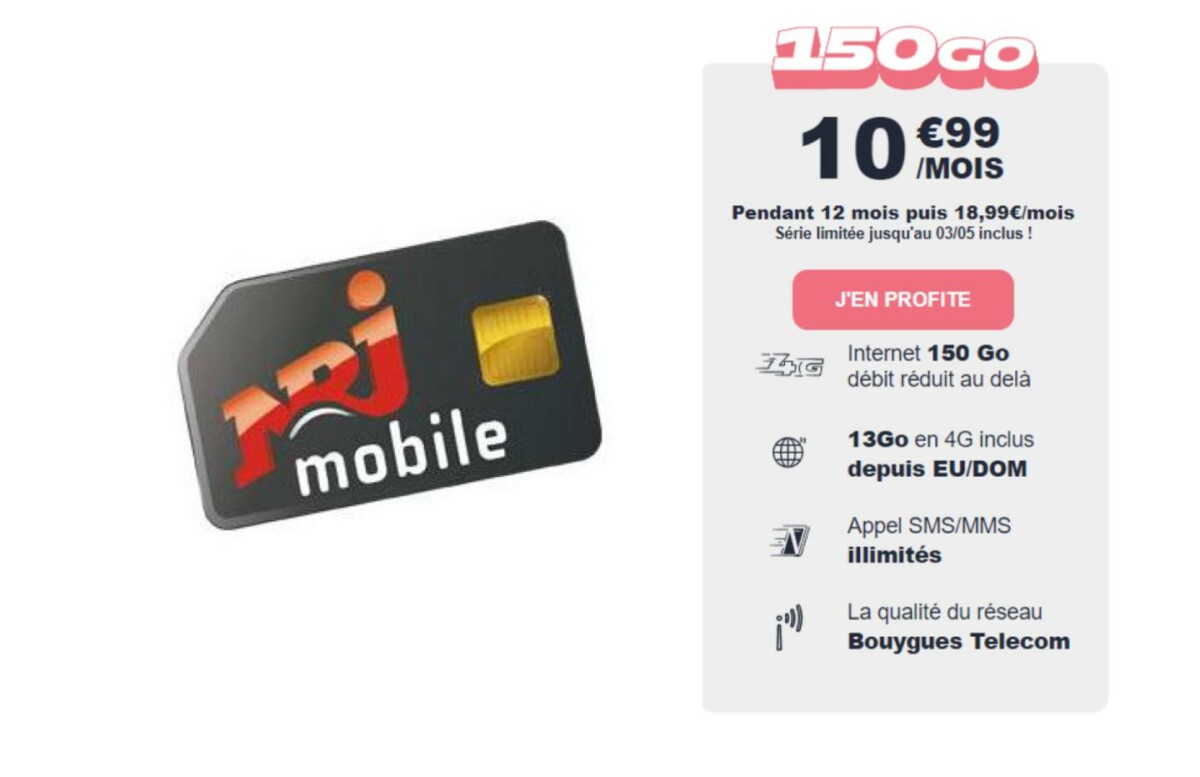 Before the French Days, this giant 150 GB plan is only € 10.99 / month