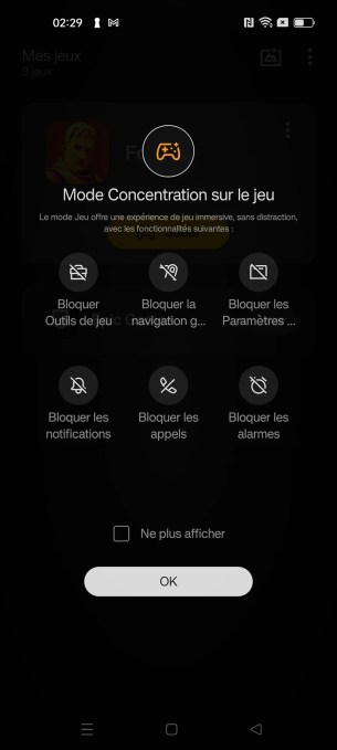 Un mode jeu permet principalement d'être interrompus durant ses parties et n'améliore pas les performances // Source : Frandroid / Yazid Amer