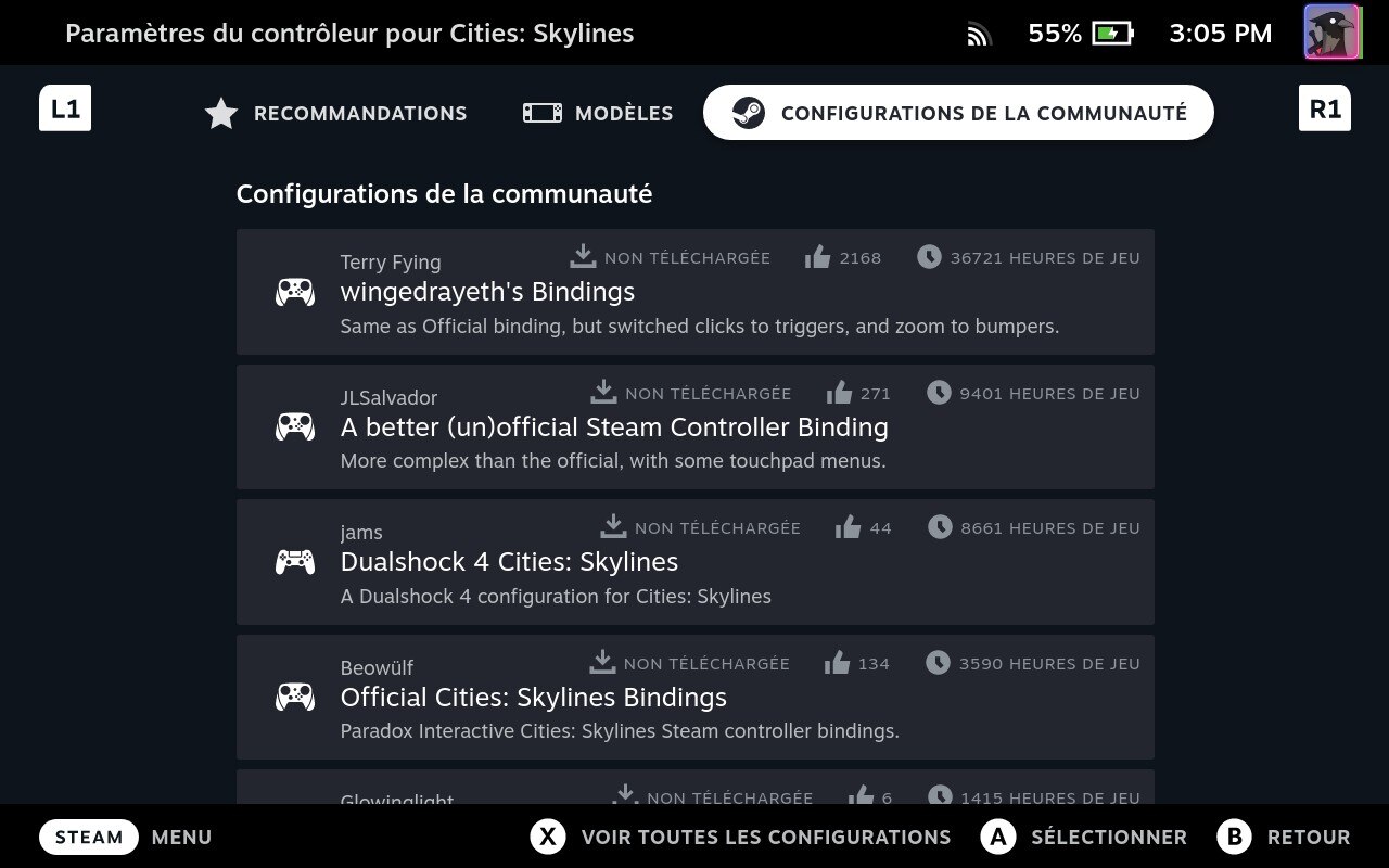 Une liste des configurations proposées par la communauté // Source : Frandroid