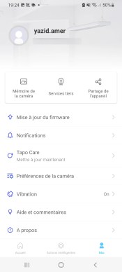 L’onglet Moi donne accès à des paramètres de la caméra et de votre compte // Source : Yazid Amer - Frandroid