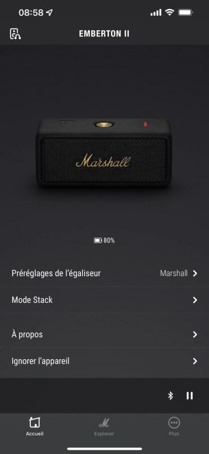 L'app Marshall Bluetooth propose un égaliseur.