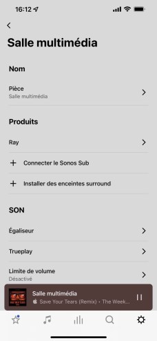 Un ensemble 4.1 peut être formé avec des enceintes et un caisson sans fil Sonos, proposés en option.