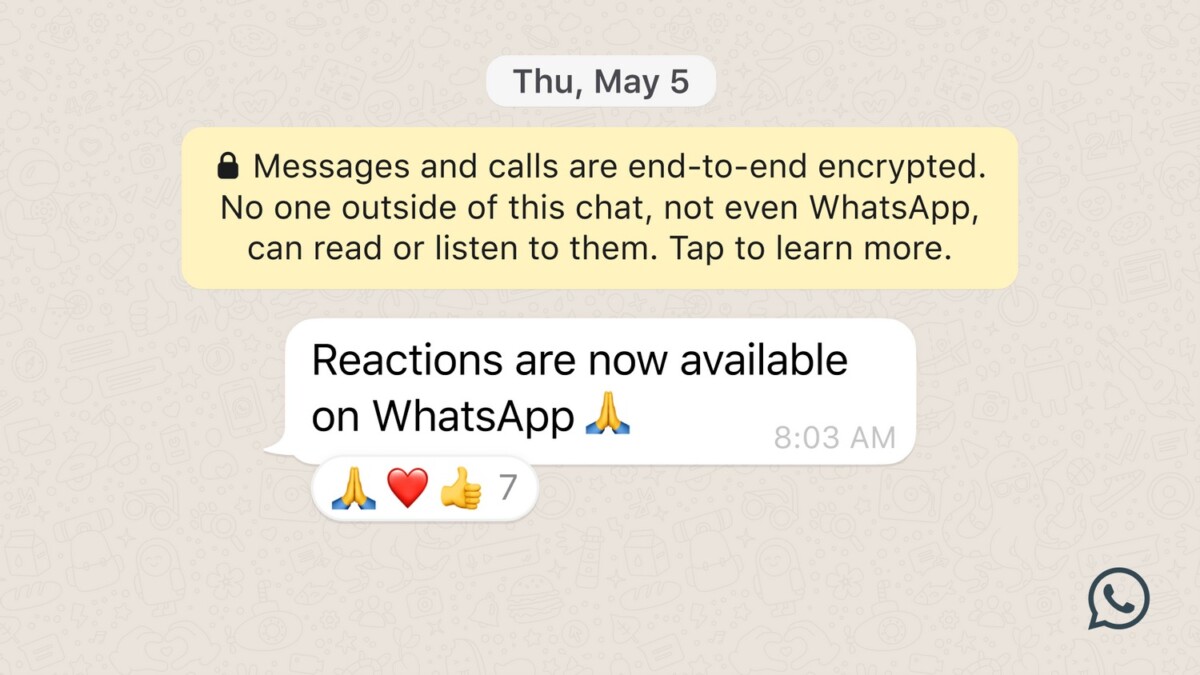 WhatsApp reaction emoji