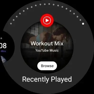 Le cadran YouTube Music sur Wear OS 3 // Source : Sam Mobile