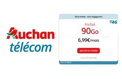 Auchan Télécom forfait 90 Go Juin 2022