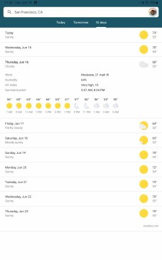 La nouvelle partie Météo de l'application Google sur tablettes // Source : 9to5Google