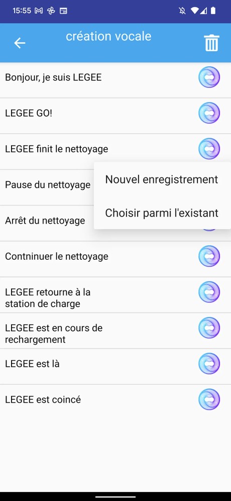 Une fonction amusante accessible de la page d'accueil, la personnalisation des messages vocaux du robot // Source : Yazid Amer - FRANDROID