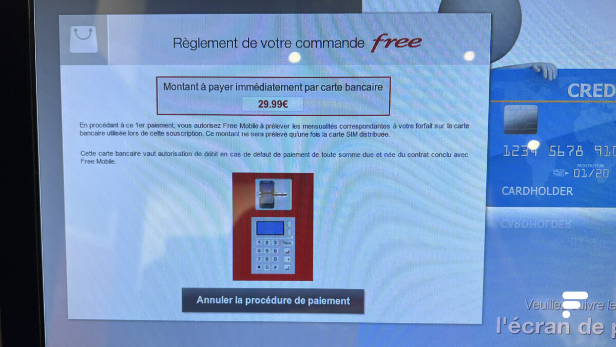 borne Free mobile freebox carte sim paiement