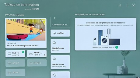 La tableau de bord pour accéder à tous les appareils connectés.