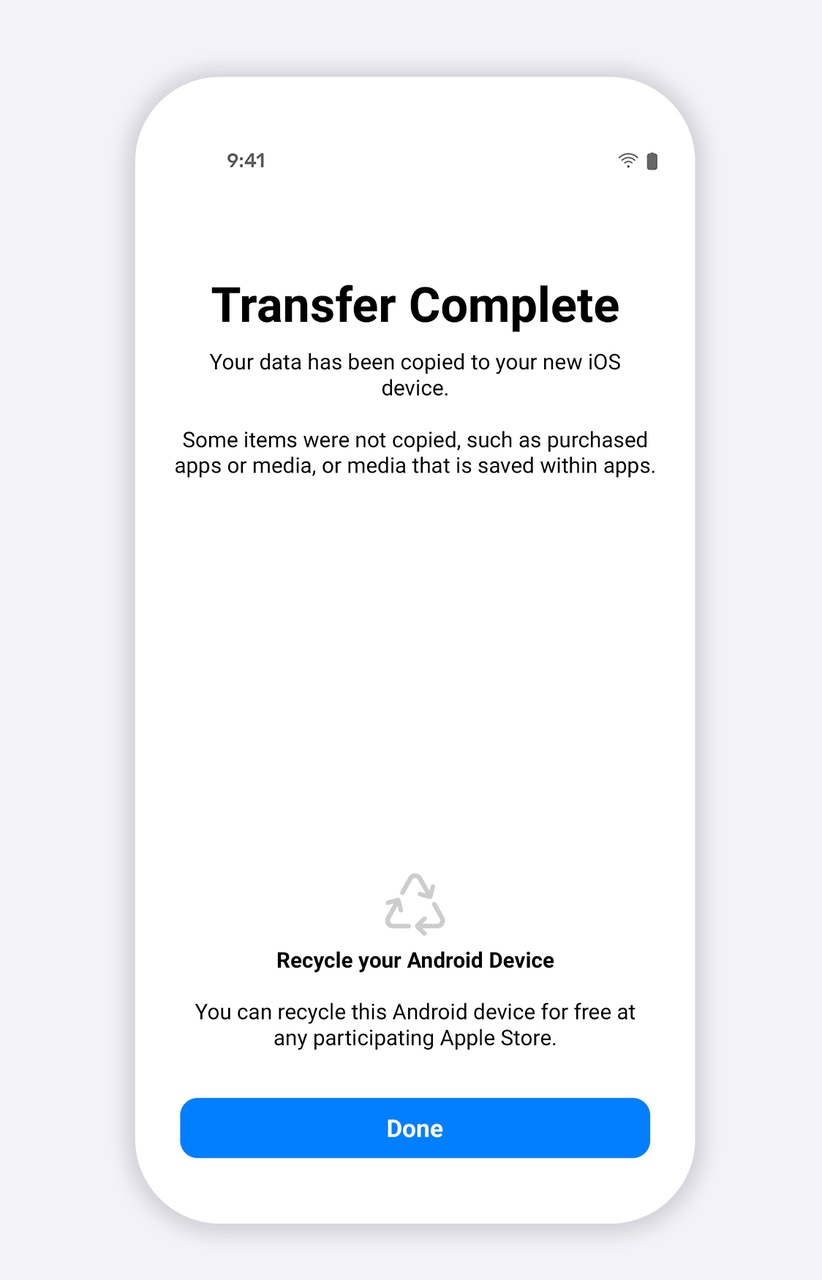 La majorité des données peuvent être transférées d'un appareil Android vers un iPhone // Source : Apple