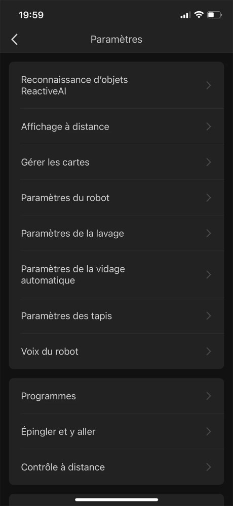 Le menu des Paramètres est un passage obligé pour optimiser le comportement du robot  // Source : Yazid Amer - Frandroid