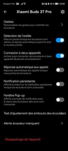 L'application Mi Buds M8 pour paramétrer les écouteurs // Source : Frandroid