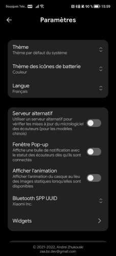 L'application Mi Buds M8 pour paramétrer les écouteurs // Source : Frandroid