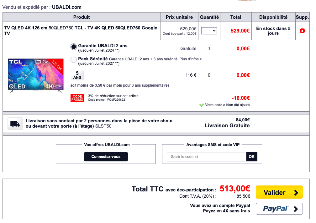 Capture d’écran TV TCL 50QLED760