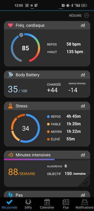 Garmin Connect rassemble un grand nombre de données.