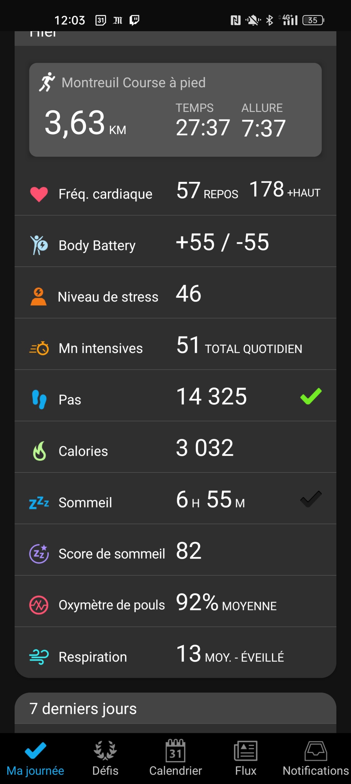 Garmin Connect rassemble un grand nombre de données.