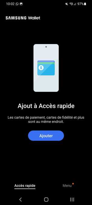 L'interface de Samsung Wallet