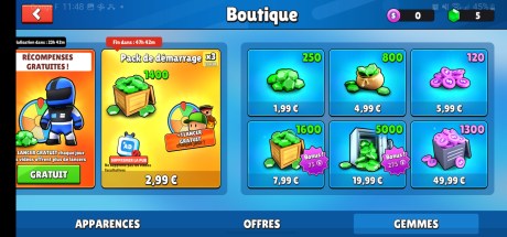 L'offre la plus chère de la boutique de Stumble Guys est à 49,99 euros // Source : Frandroid