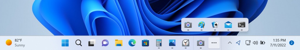 Windows 11 barre des tâches gestion overflow