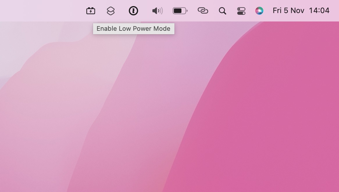 Cooldown menu bar