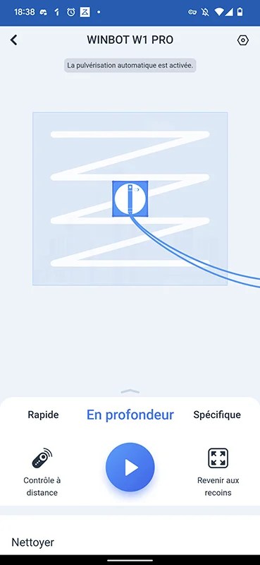 L’image centrale ne sert qu’à illustrer le mode de nettoyage sélectionné // Source : Yazid Amer - Frandroid