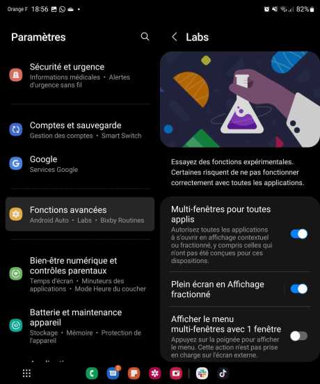 Les fonctions Labs du Samsung Galaxy Z  Fold 4 b