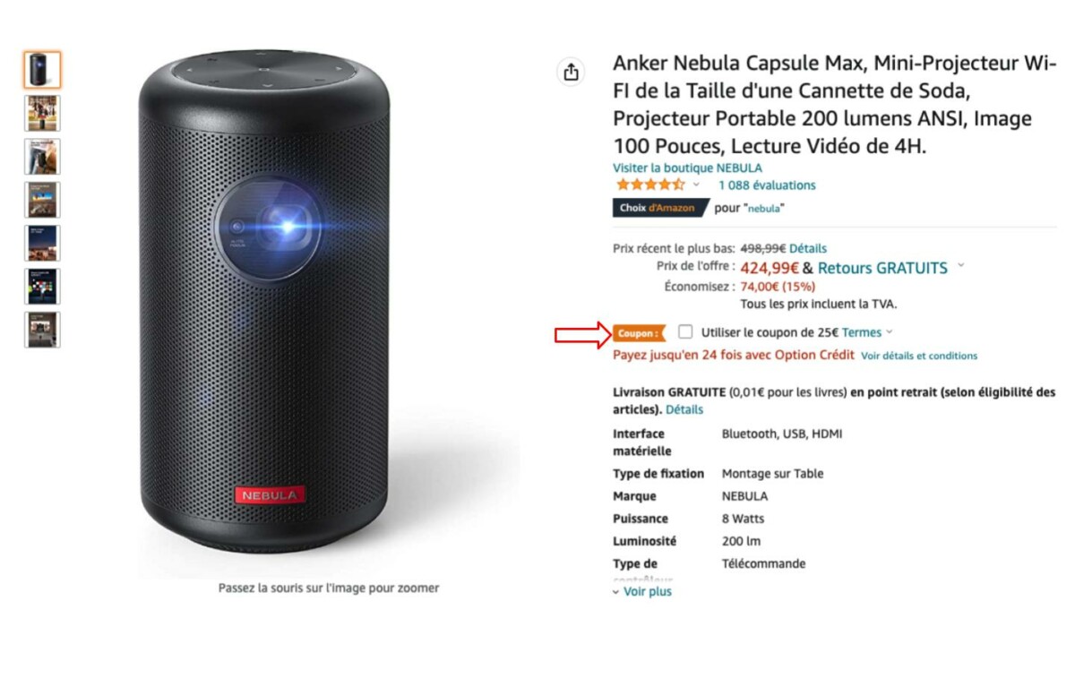 Nebula Capsule Max — Amazon coupon de réduction
