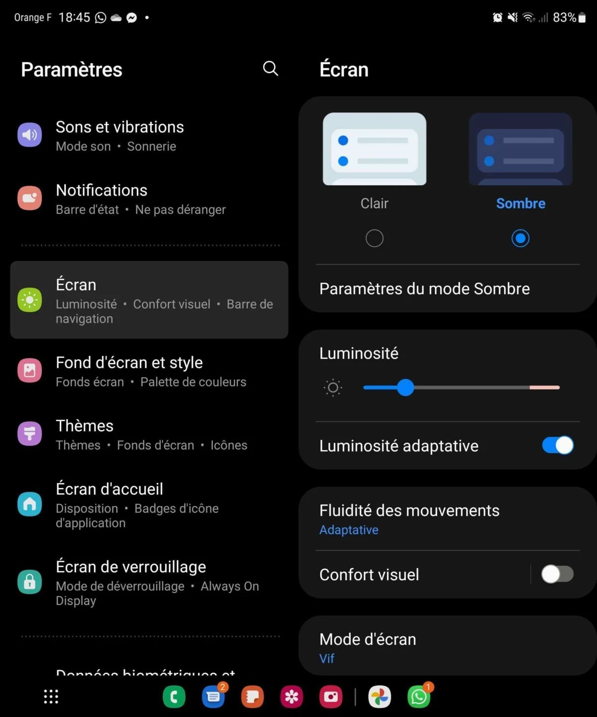 Paramètres Samsung Galaxy Z Fold 4