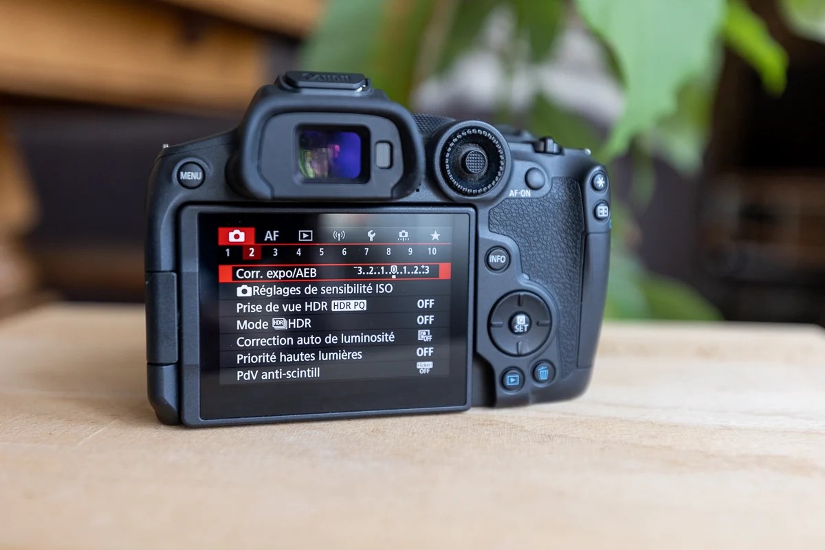 menus appareil photo