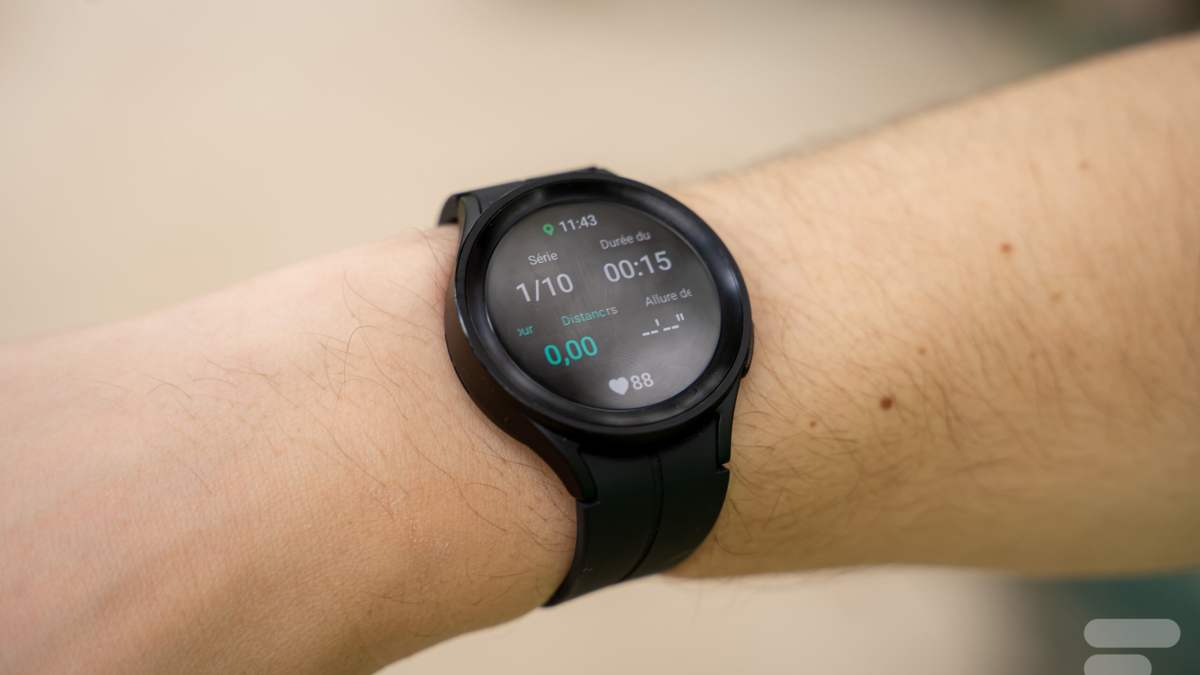 L'écran d'entraînement de la Samsung Galaxy Watch 5 Pro