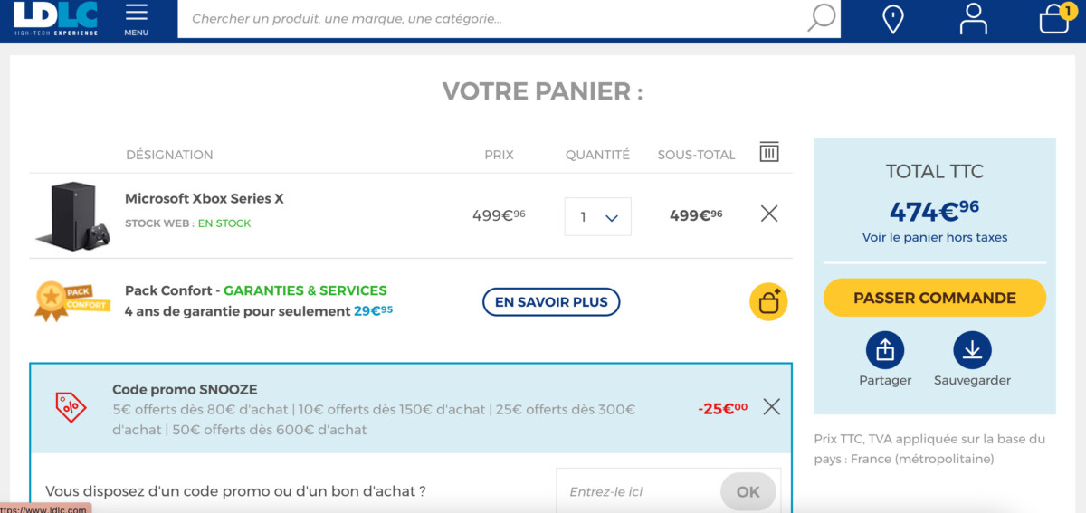 Capture d’écran Xbox Series X LDLC