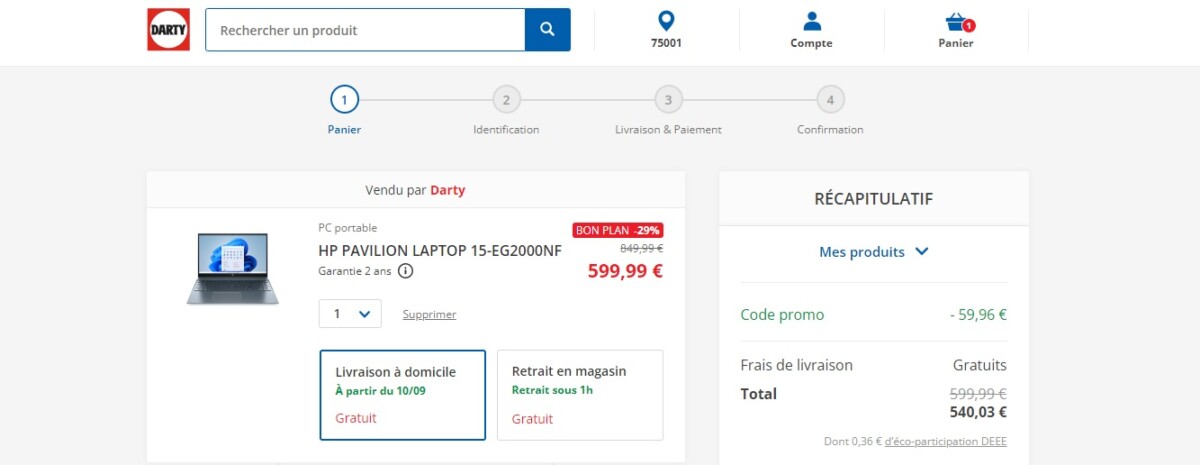 code promo pc hp pavillon i5 12e gen