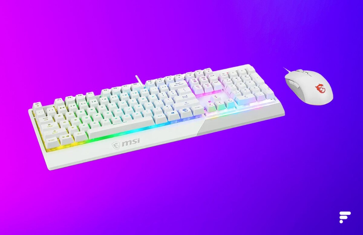 Pack clavier + souris MSI (White) fond violet