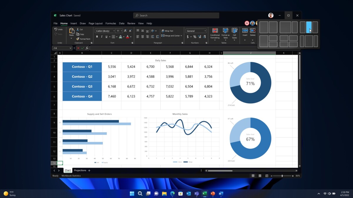 Snap Layout-resized