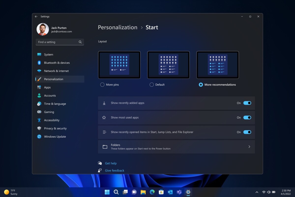 Windows 11 Start Personalisatie (1) - Groter formaat