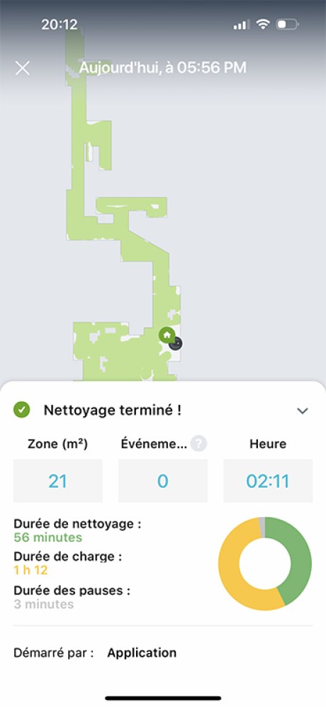 Chaque cycle de nettoyage génère un rapport complet, les zones en blanc sur la carte n'ont pas été traitées // Source : Yazid Amer - Frandroid