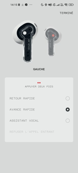 Les zones tactiles peuvent être reprogrammées séparément.