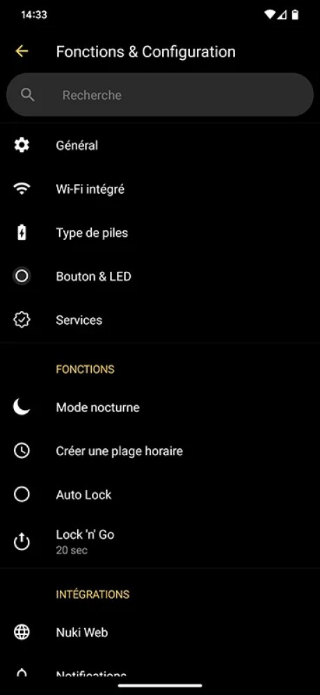 Vous pourrez paramétrer chacune des nombreuses possibilités qu’offre la Smart Lock 3.0 Pro // Source : Yazid Amer - Frandroid