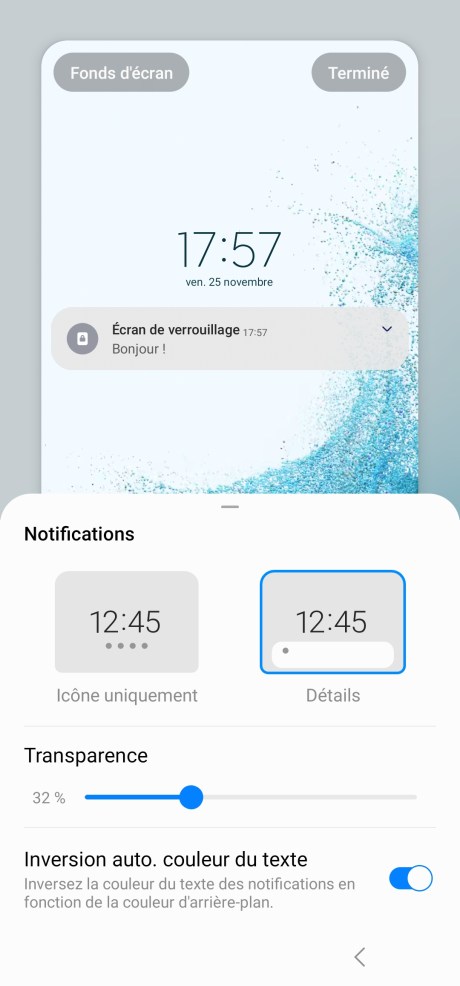 Personnalisation écran verrouillé One UI 5 Samsung notificiations