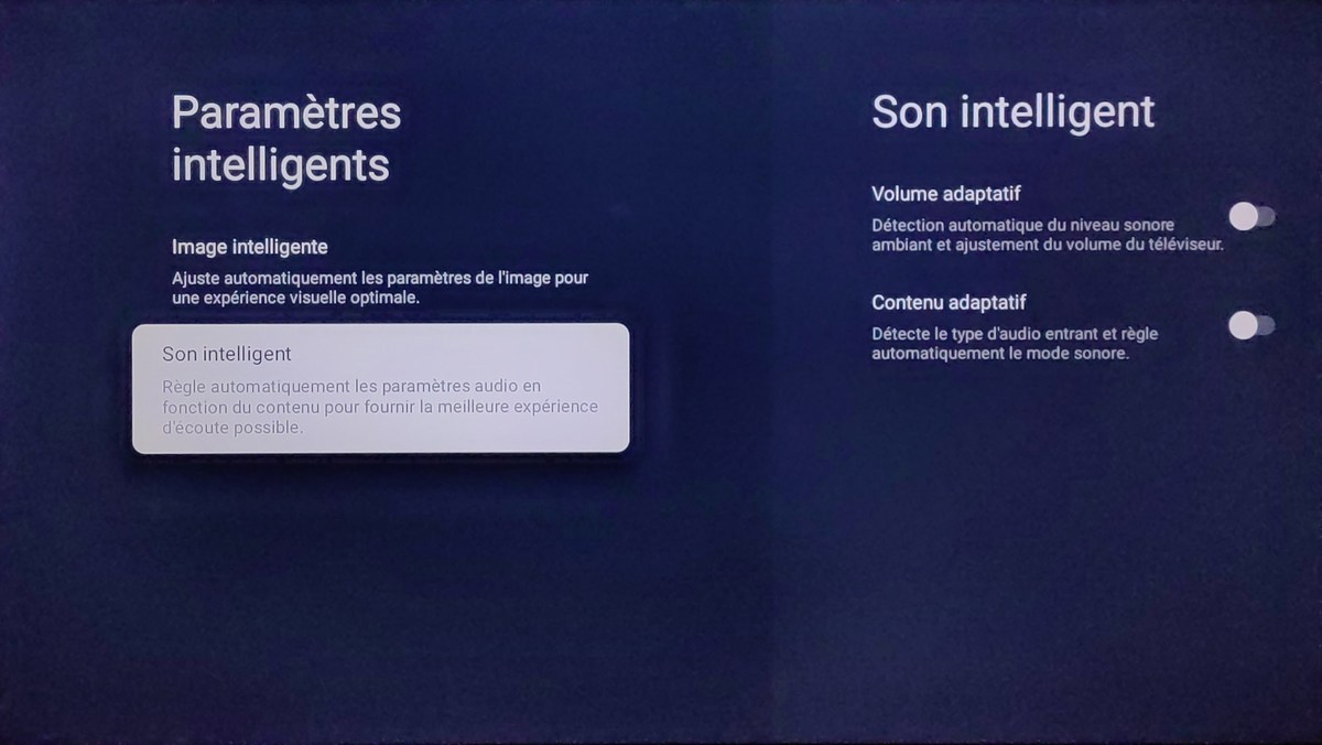 Les paramètres intelligents du téléviseur pour le son.