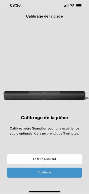 La calibration acoustique est immédiatement proposée.