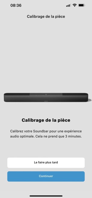 La calibration acoustique est immédiatement proposée.