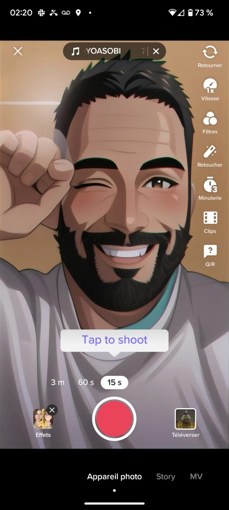 Le filtre AI Manga sur TikTok