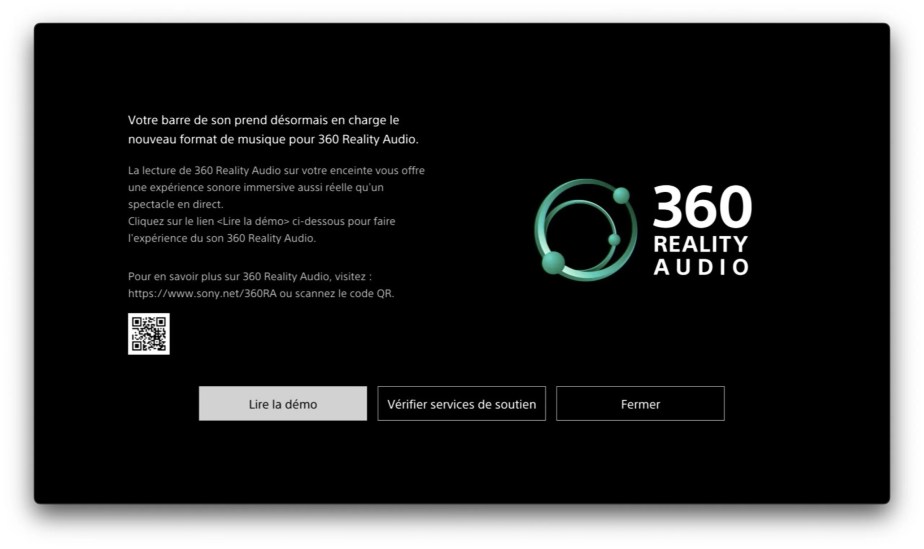 Une démo 360 Reality Audio est proposée.