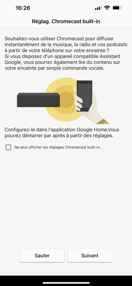 Au paramétrage Chromecast et à l'activation du mode nuit.