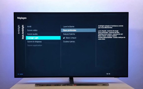 Choisissez le mode d'affichage de l'Ambilight.