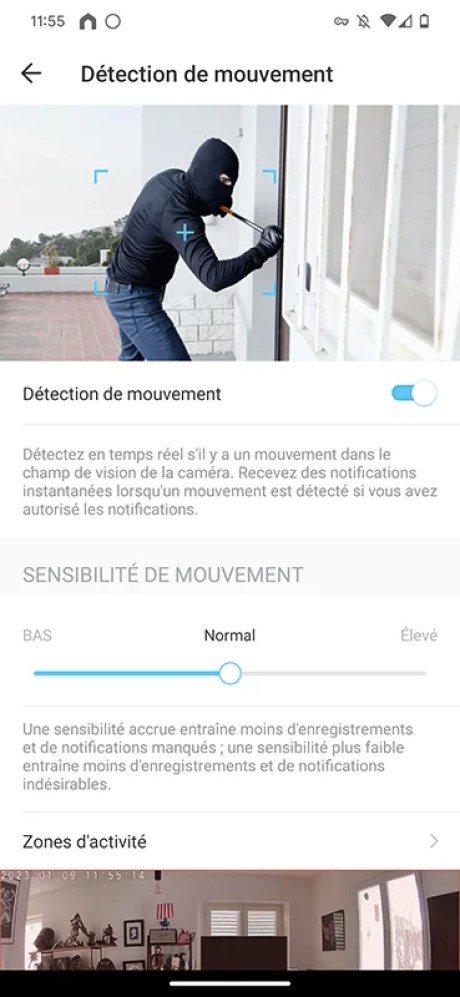 Même au niveau Bas, la détection de mouvement est très efficace // Source : Yazid Amer - Frandroid