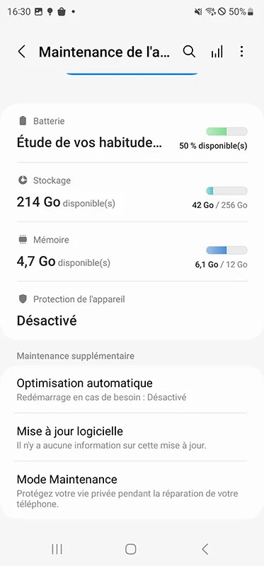 Comment utiliser le mode maintenance du Galaxy S23 05