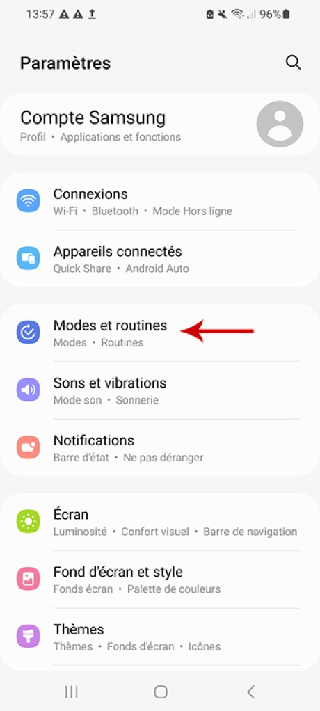 Comment utiliser les modes et les routine Samsung UI 5 01