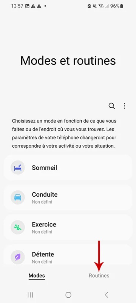 Comment utiliser les modes et les routine Samsung UI 5 02